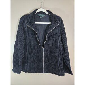 Women's Black Woolrich Cotton Wide Wale Ribbed Corderoy Full Zip, Size XL